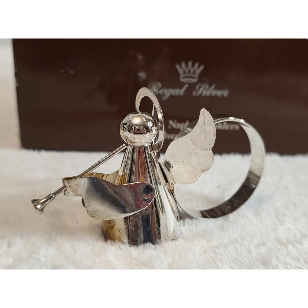 Set Of 4 Vintage Regal Silver Angel Napkin Holders‎ Rings Silver-Plated 1985